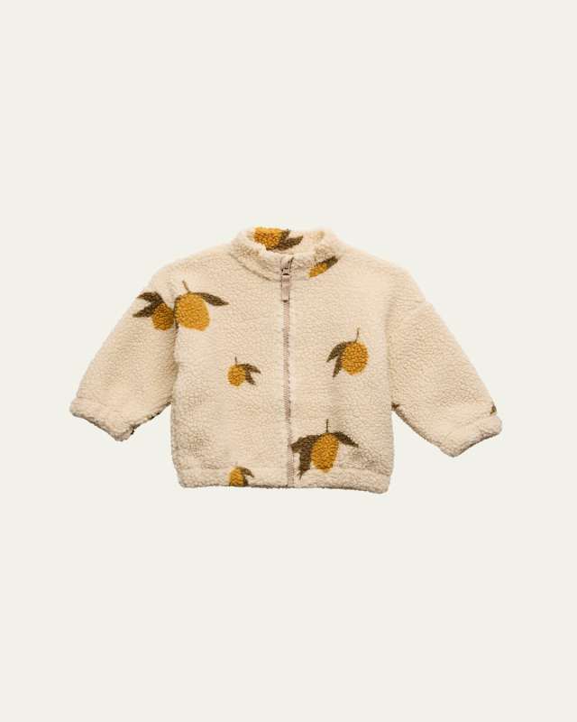 Girl's Jody Cherry-Print Teddy Jacket, Size 9M-10